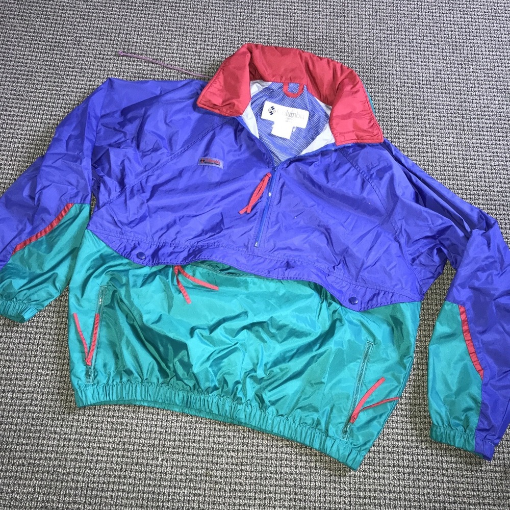 Columbia Mens‎ Large Windbreaker Pullover Km3440S4 Blue/Green